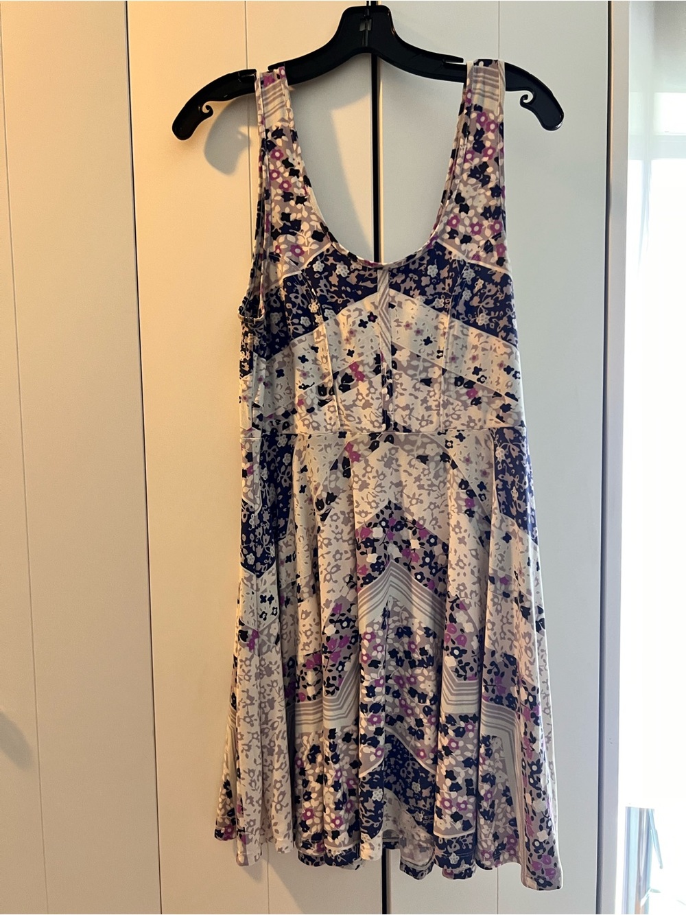Free People Floral Mini Dress in Navy, Cream & purple